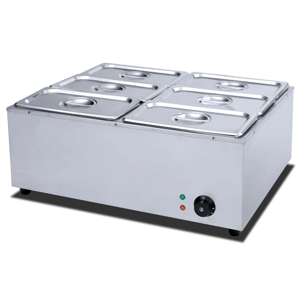 Best Selling Durable Stainless Steel Electric Hot Food Display Professional Bain Marie with 6 Pans