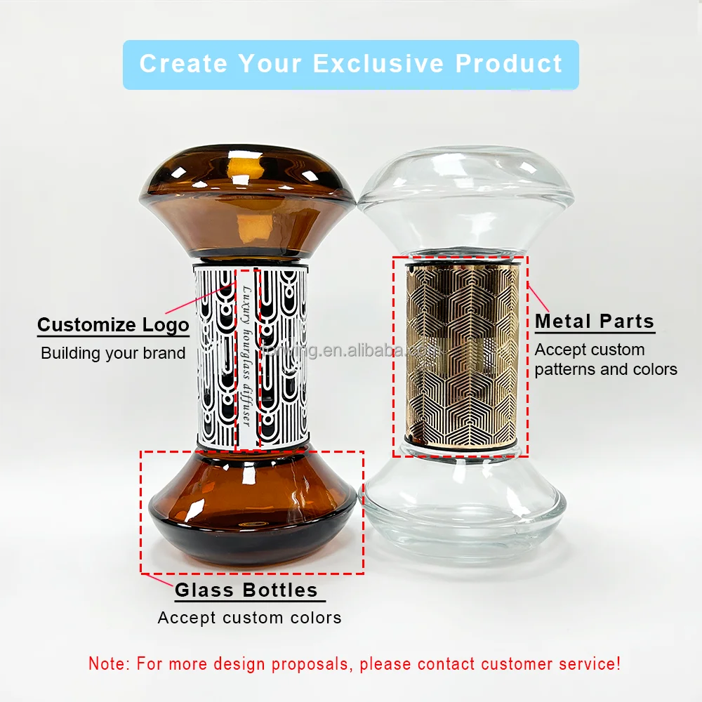 Factory direct sales new design aroma essential oil diffusers luxury customizable fragrance hourglass diffuser bottle factory