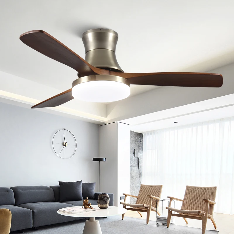 Venttiilit Kitsas 42'' Puu Pähkinäkolme Särkkyä Lempilamppu LED Kattoventtiili Lamppu