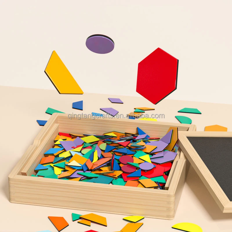 Funny Wooden Pattern Puzzle Magnetic Tangram Toy Magnetic Geometric ...