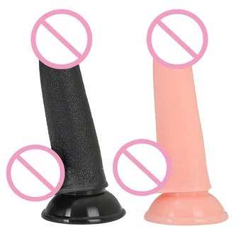 Female Masturbation PVC Black Dildo Penis Women Sex Toys Real Dildo