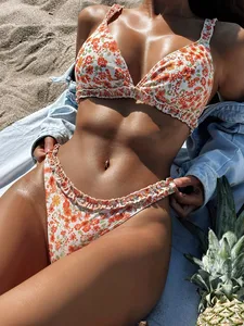 2026 Hot Selling Woman Large Breast Bikini Floral Printed Swimwear for Women