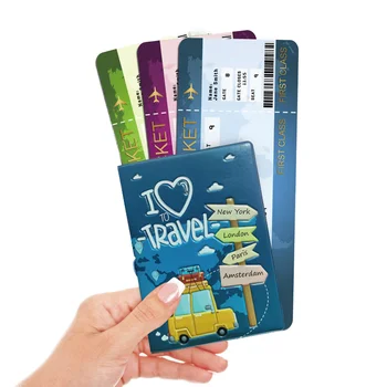 Wholesale New Fashion Slim Portable Passport Holder PVC PU Leather Sublimation Travel Wallet Waterproof Business Card Protector