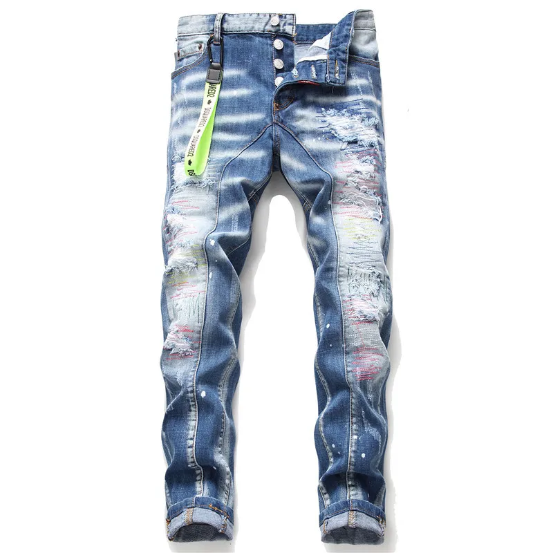 Pantalones Vaqueros Rasgados Ajustados Para Hombre,Jeans Rasgados De Alta  Calidad,Moda 2022 - Buy De Los Hombres De La Moda Vaqueros,Alta Calidad  Vaqueros Skinny De Algodón,Slim Fit Hombre Vaqueros Product on Alibaba.com