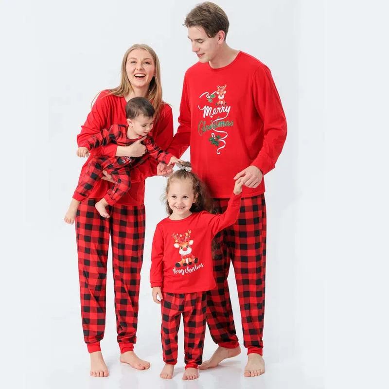 Pijama navideño personalizado Red Fairsle Ropa Ropa unisex para niños Pijamas y batas Pijamas 