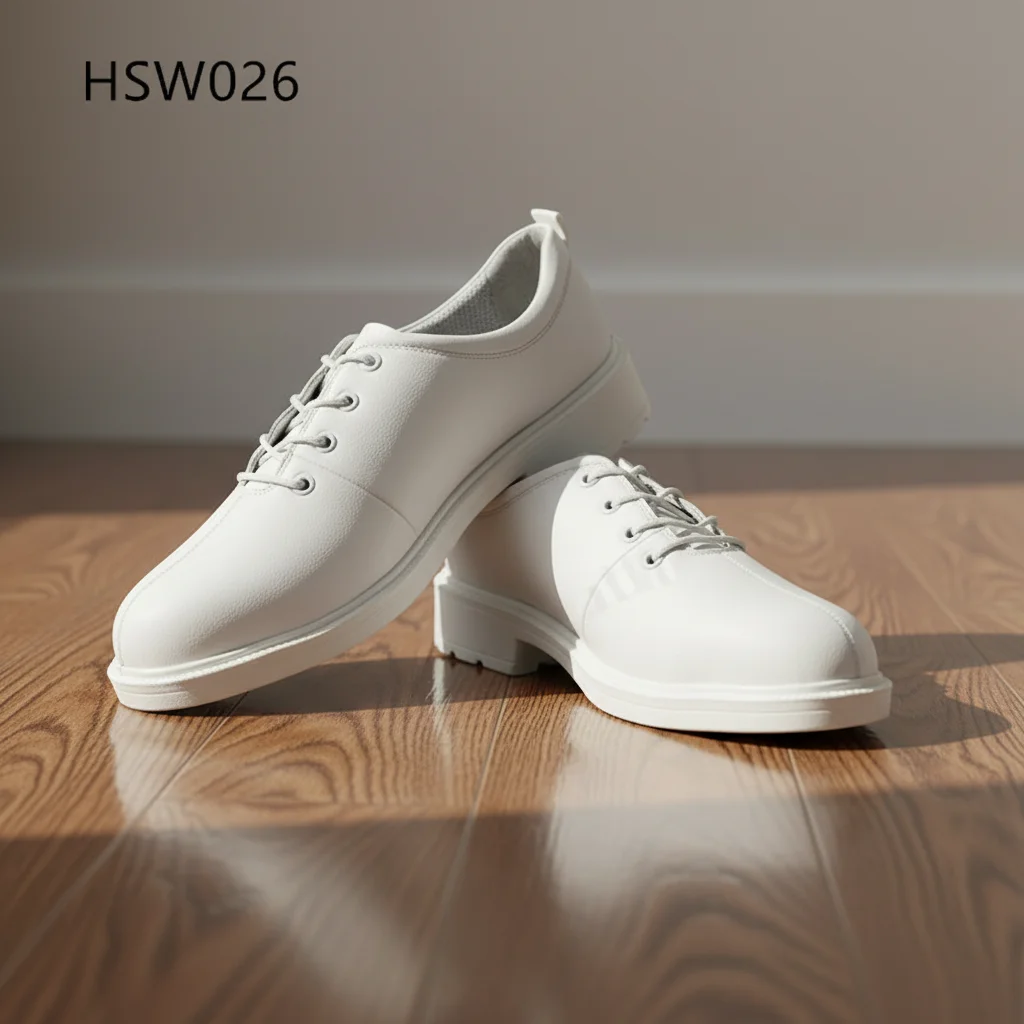 ZYF,Hospital Ward Lace up Static Proof White Safety Shoes Qatar Market Popular Anti-acid PU Injection Sole Work Clogs HSW026