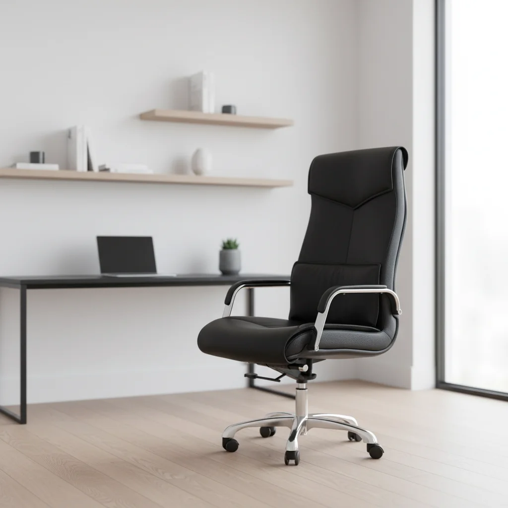 Modern Ergonomic Leather Executive Office Task Chair with Adjustable Height 2