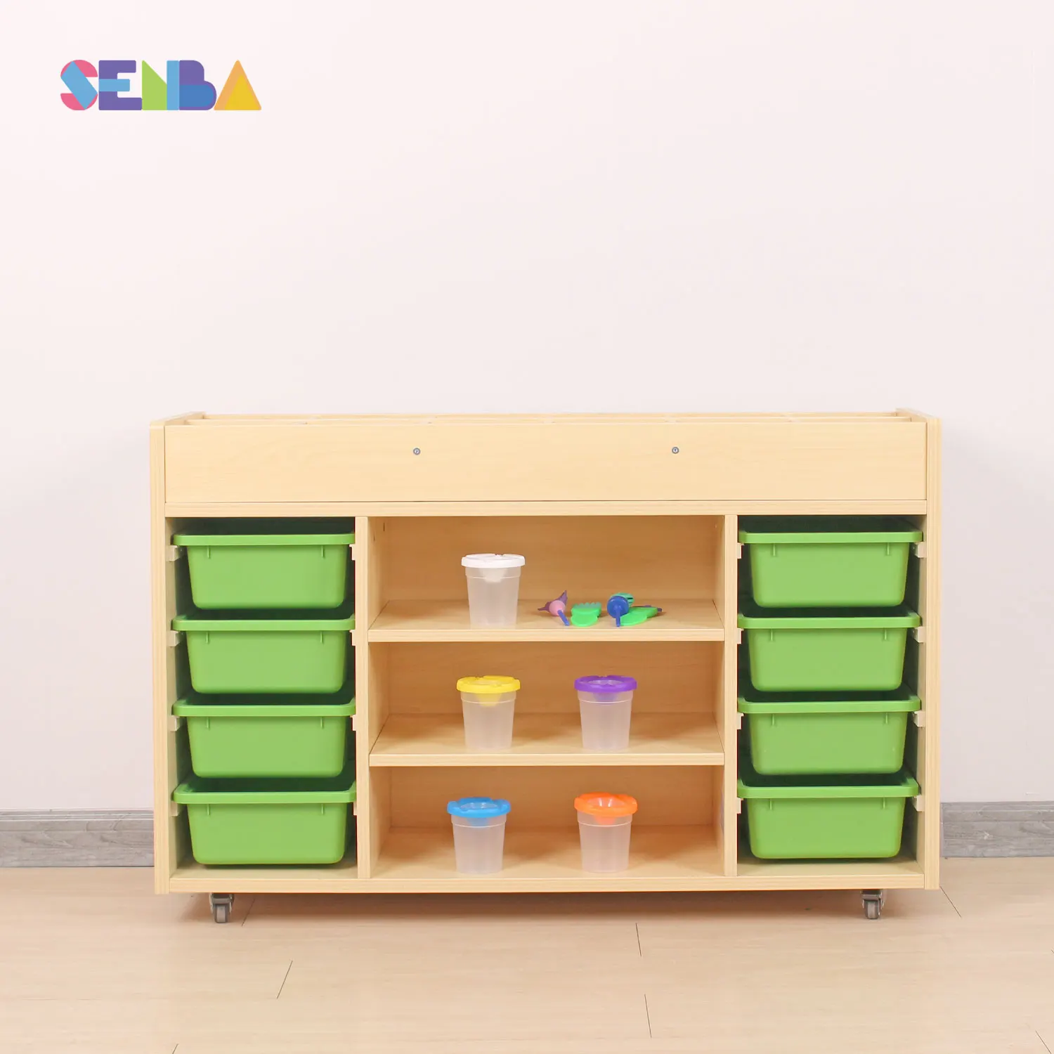 Multifunction Daycare Supplies Children Wooden Toy Storage