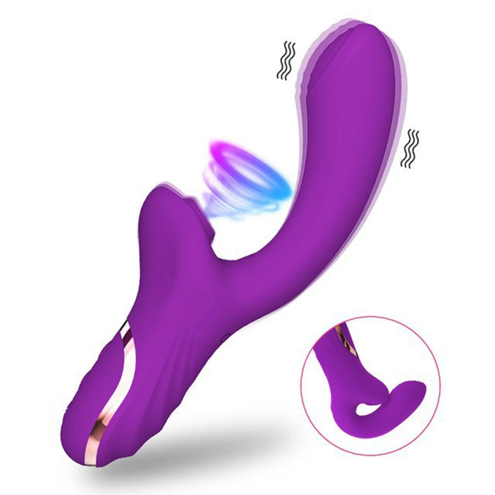 Vibrador Succionador y Dildo Flexible 2 en 1 de Silicona para Mujer