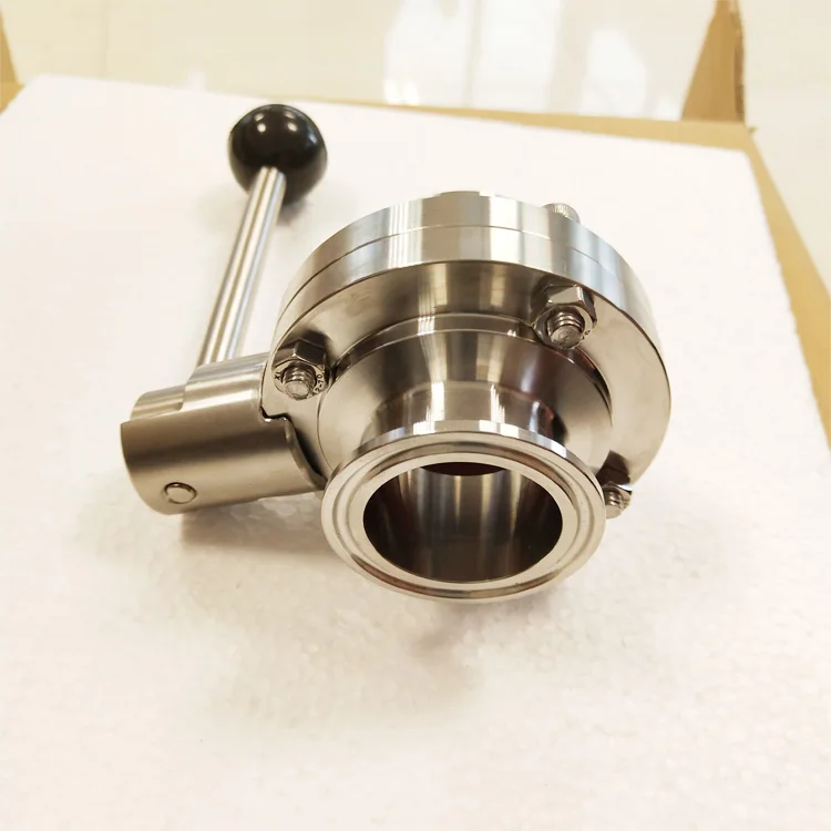 
 Пневматический санитарный клапан-бабочка с различной моделью ручки  