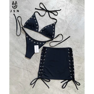 JSN 2026 Customized 3 Pieces Swimwear Sexy Bikini With Mini Skirt Women Swimsuits Bikinis Bathing Suit Brazil Beachwear Biquini