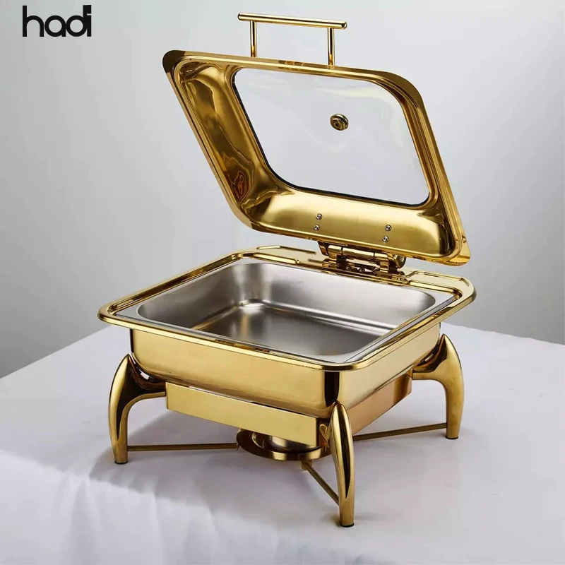 Chauffe-Plats Inox 9 Litres Avec Couvercle Et Plateau - Buffet Chafing Dish Pour Fêtes Et Restauration