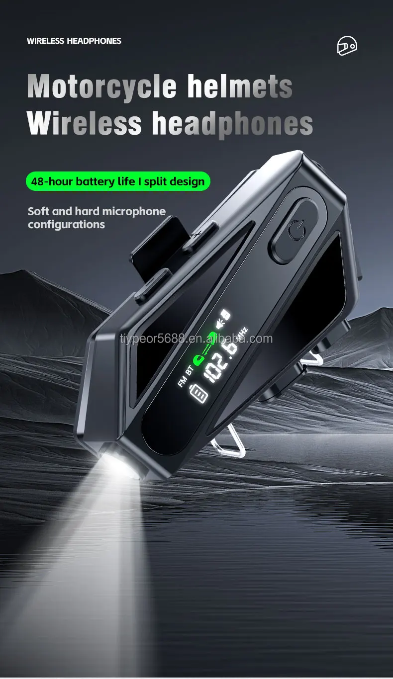product tiypeor motorcycle helmet bt walkie talkie headset cvc noise reduction oneclick wake up voice assistant led lighting fm function-2
