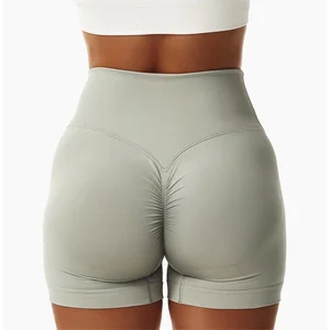New Design V Shape Front and Scrunch Butt Seamless Womens Custom Gym Seamless High Waisted Yoga Shorts