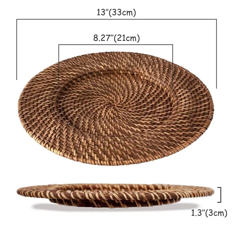 Wedding Table Decorative Rattan Round Under Charger Plates Wicker