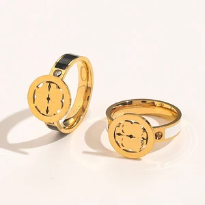 Designer Brand Stainless Steel Ring, 18K Gold Plated Irregular Enamel Geometric Fashion Ring, Wholesale.
