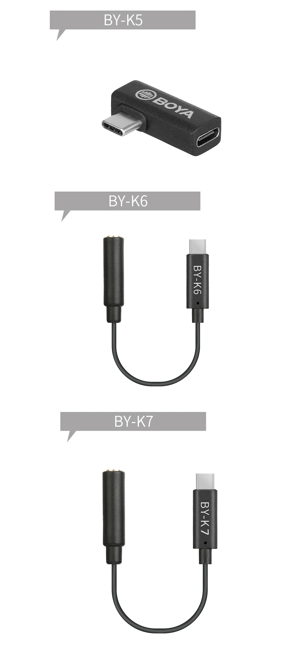 BOYA BY-K1-9 Audio Adapter Cable for Ios, Android, and DJI