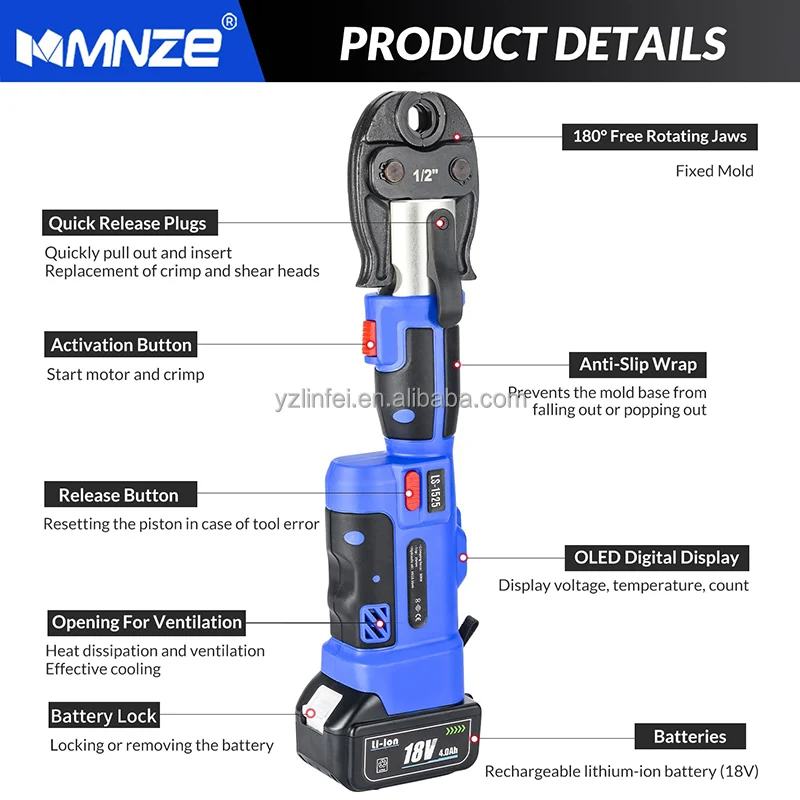 Pipe Crimping Tool Kit Electric Rechargeable Copper Stainless Steel Pipe Fitting Hydraulic