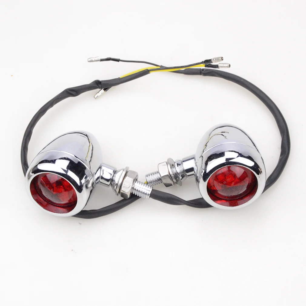 GOOFIT Motorcycle Red Cover Chrome LED Indicator Turn Signal Light Side Light Lamp Replacement for Scooter ATV Bike