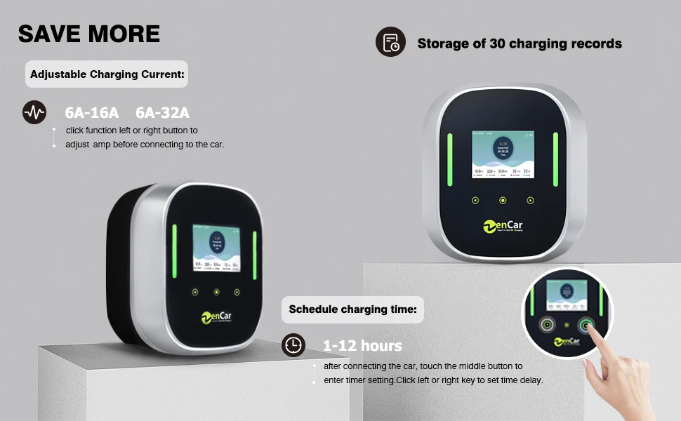 Zencar 16a Wallbox 11kw Ev Charging Station Type 2 With Type B Rcd Wall ...