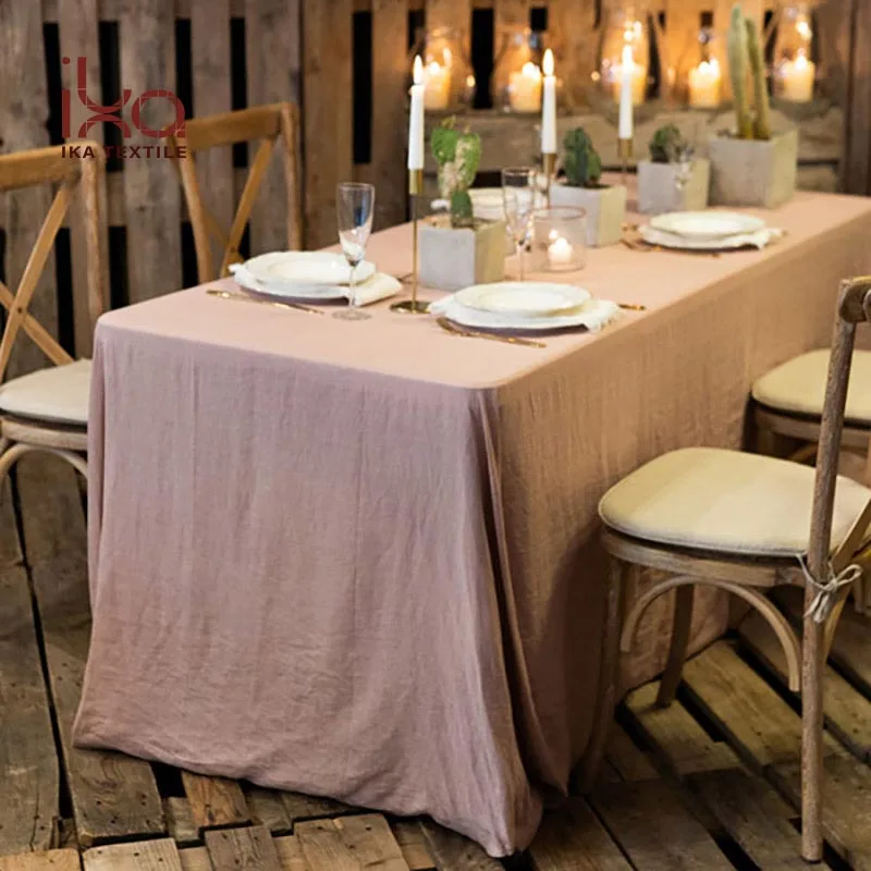 High Quality 100% French Flax Linen Table Cloth Big Size Pure White Ready to Ship Wholesale for Wedding Events Woven Technique