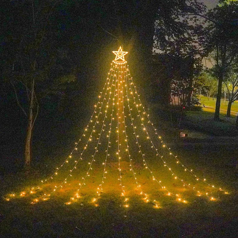 2022 nouvelles décorations étoiles chaîne lumières 350 led cascade arbre de  noël solaire transformateur fête maison vacances décor