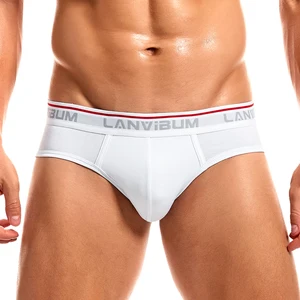 Manufacturer Stretchy Soft comfort Man Briefs Cotton Underwear Custom Jacquard logo Knitting Hot Men Sexy Briefs