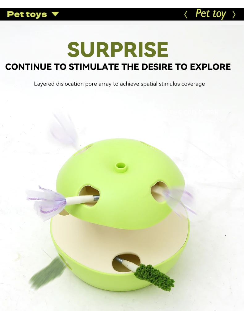 New Cat Electric Toy apple Shape butterfly Caterpillars on the Upper and Lower Layers Can Be Selected to Tease the Cat Stick manufacture