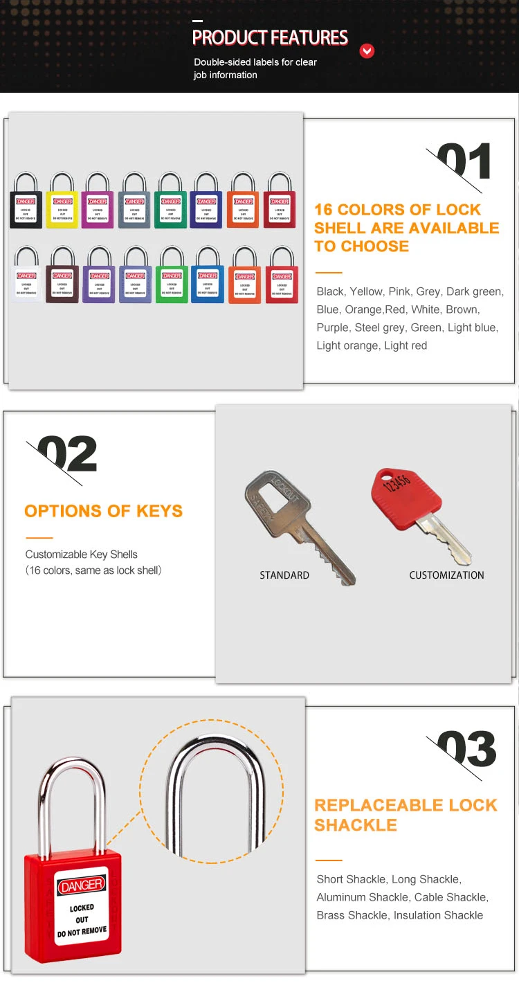 16 Color Choose Industry Lockout Tagout Safety Padlock Standard ...