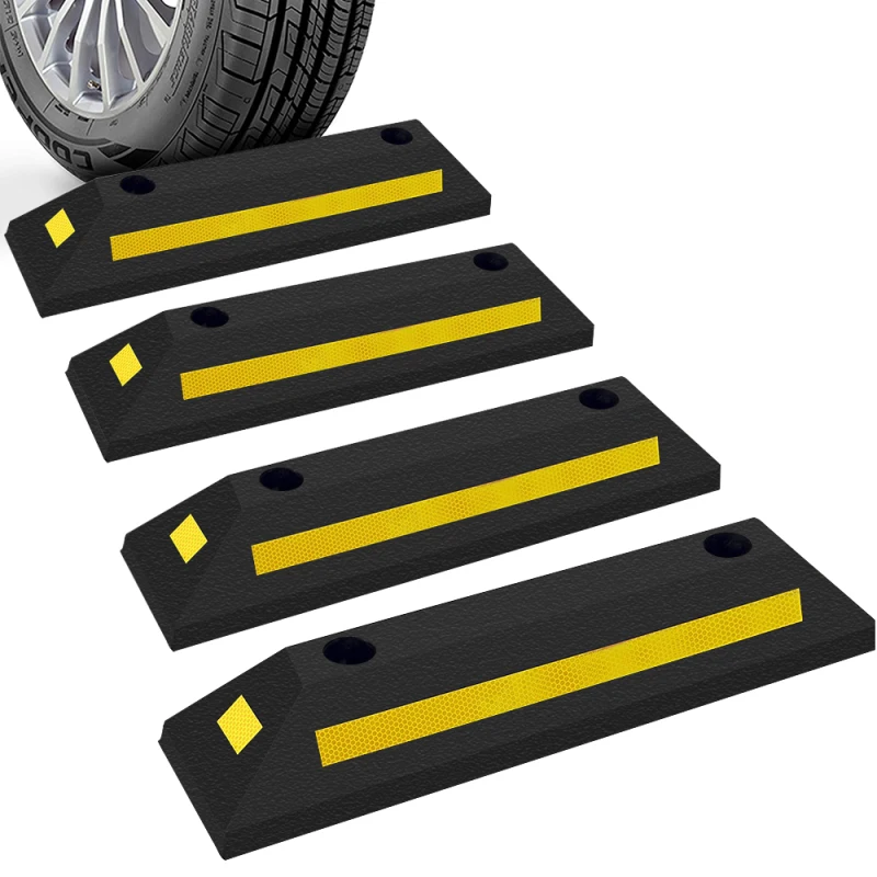 Car Wheel Stopper - Durable Rubber Parking Aid, Reflective Bump Stops ...