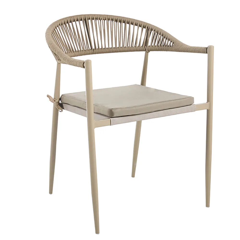 product high quality wicker rattan outdoor dining chair steel frame waterproof cushion stackable patio furniture-0