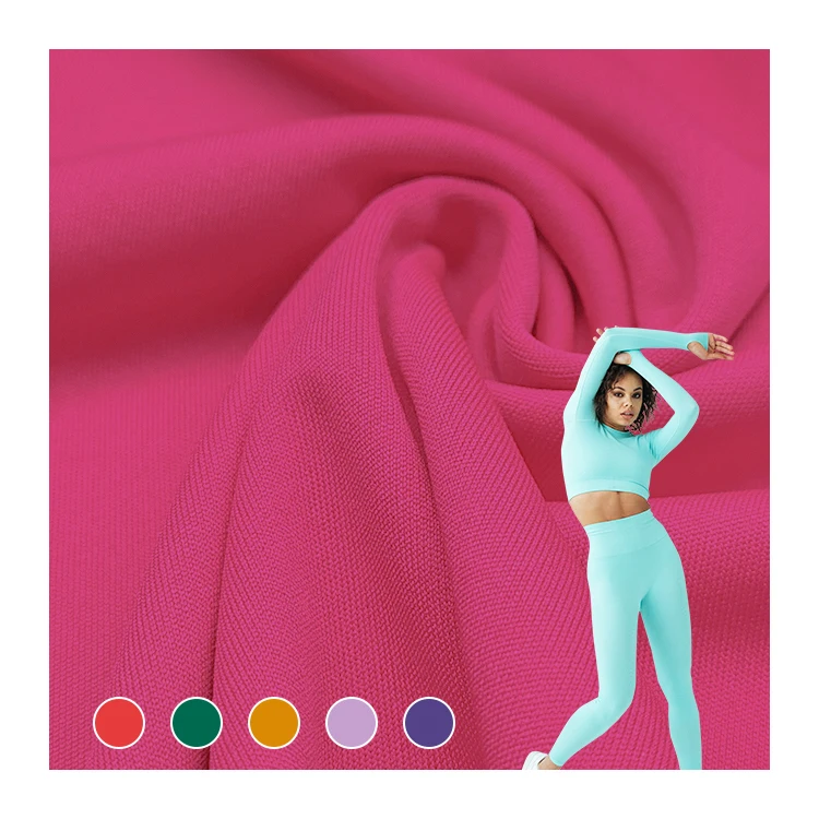Anti Pilling Knit Polyester Fiber Fabric, Plain Dyed 100 Polyester DTY Interlock Fabric for Clothing/