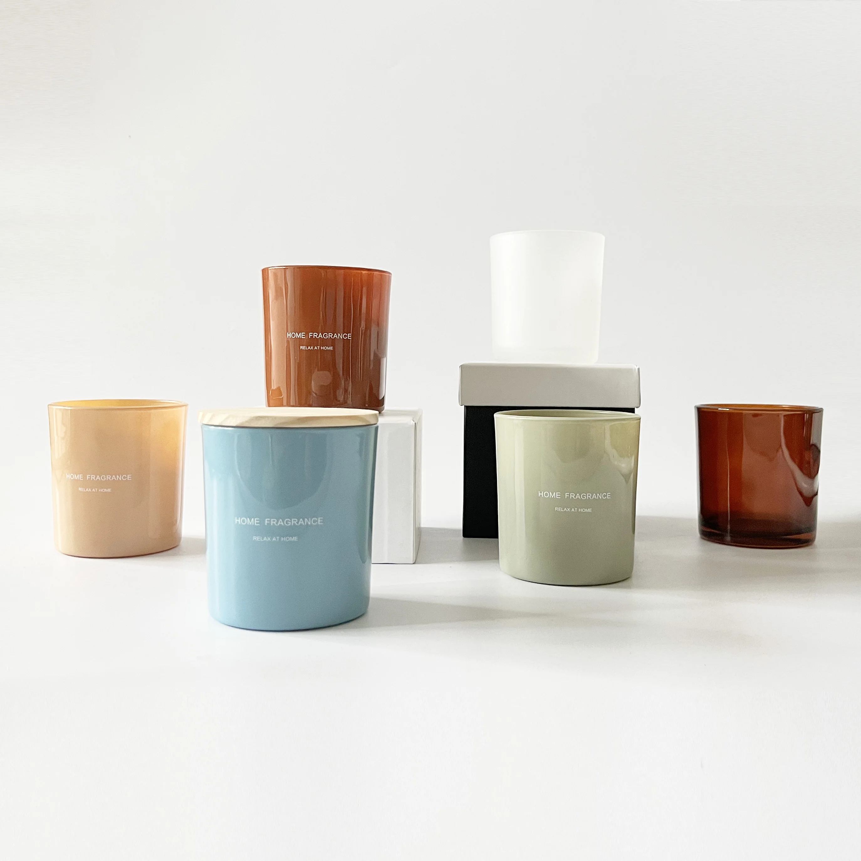 Wholesale Empty Cylinder 7oz 210ml Amber Clear Frosted Glass Containers