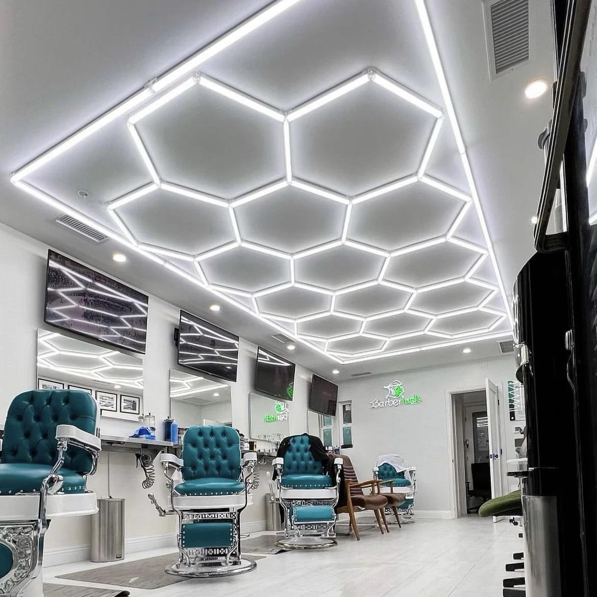 Customized LED Hexagonal Light Garage Hexagon Lighting Car Detailing Shop Led Roof Light