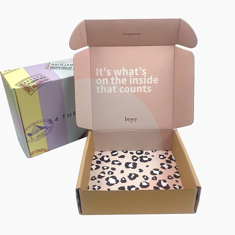 Leopard Print Corrugated Board Lingerie Box Portable Cardboard Paper Packaging with Tear Strip Customizable Logo Gift Box