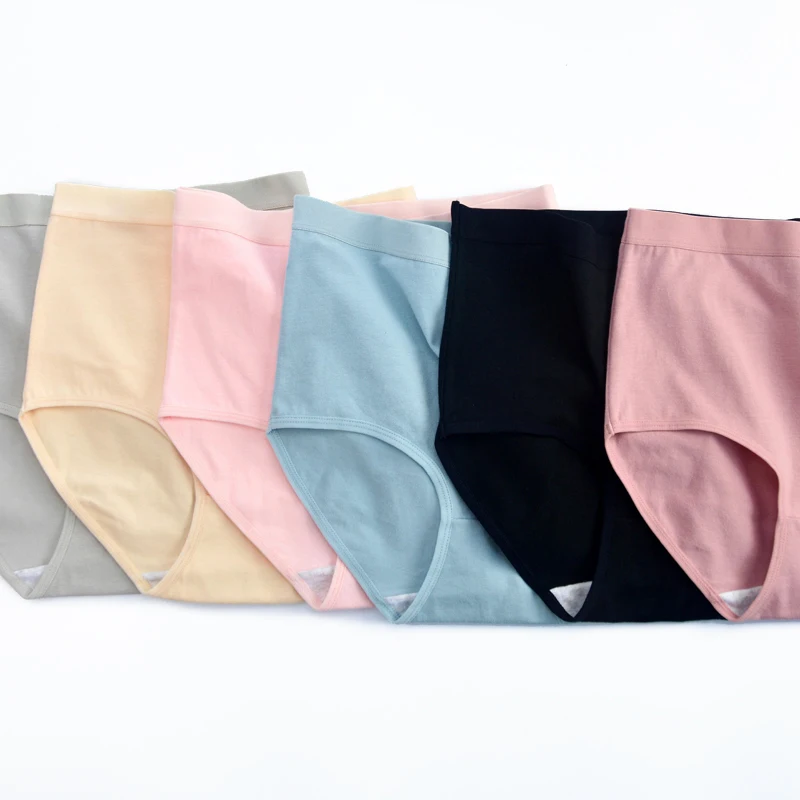 Ropa interior de algodón para mujer, pantalones de cintura alta