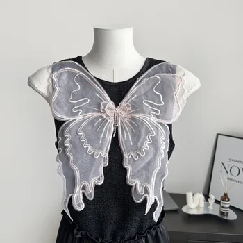 PE508 Custom Organza butterfly patches embroidery garment accessories butterfly appliques