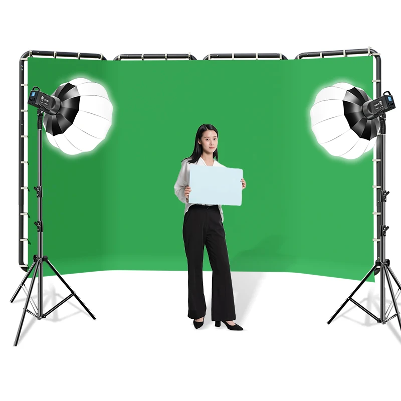 Portable Large Chromakey Green Screen Backdrop with Stand Photography Background Support System