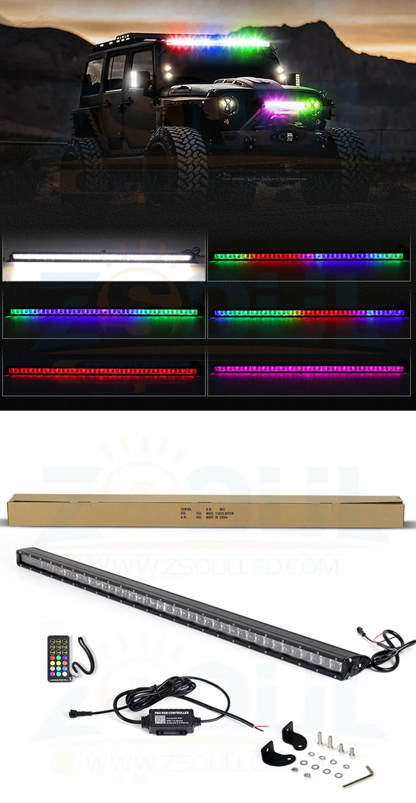 Combo Beam Multi Color RGBW Off road Light Truck 4x4 42 50 32 Inch OffRoad Roof 6D Car Remote RGB Chasing Led Light Bar