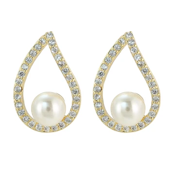 Women Christmas Jewelry Simple Design Water Drop Stud Earrings Fashionable Pearl Earrings Design Gifts