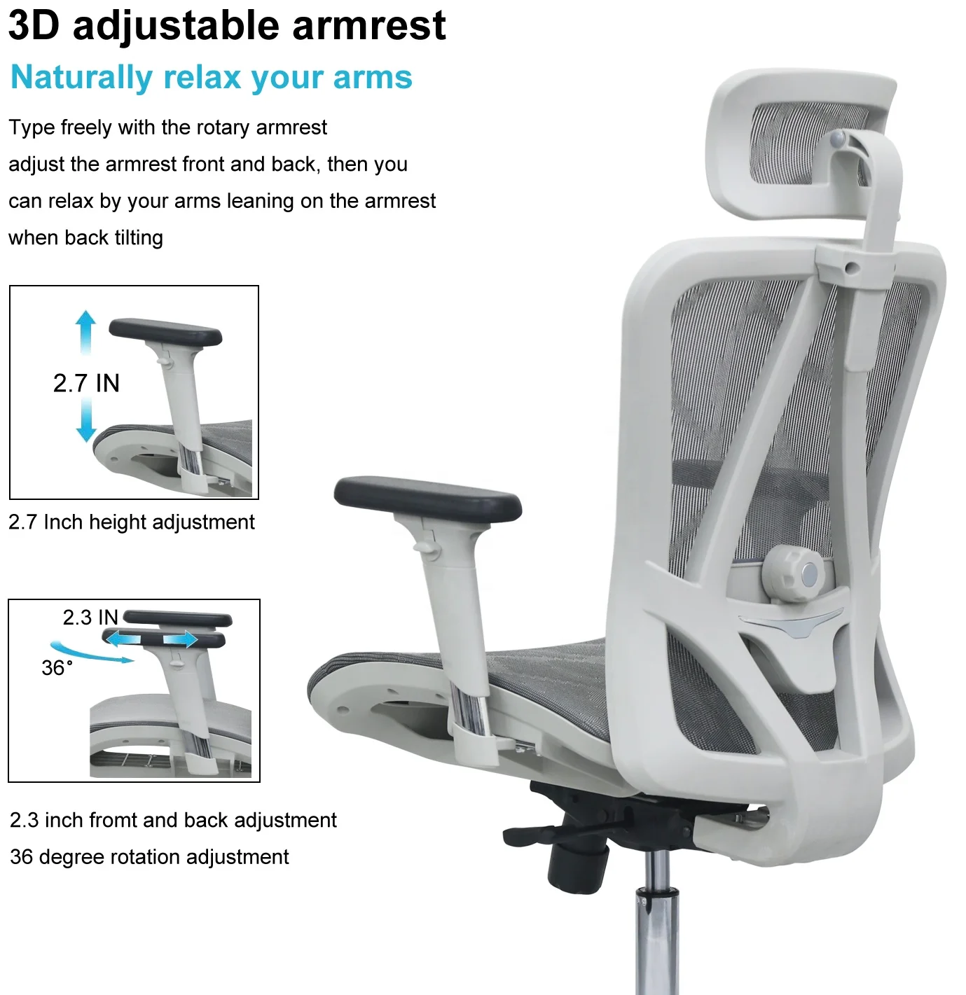 New Arrival White Color Big And Tall Ergonomic Office Desk Chairs With