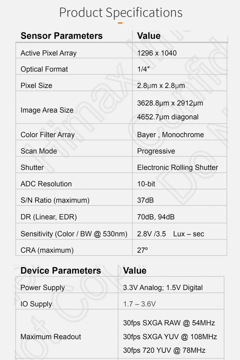 DGZX 1.3MP DVP HD 720P RAW YUV 30fps Camera Module插图2