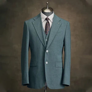 Customized Dark Green Solid Color Suit Men's Formal Wedding Groom Business Exquisite Two Button High Grade blazer for Men