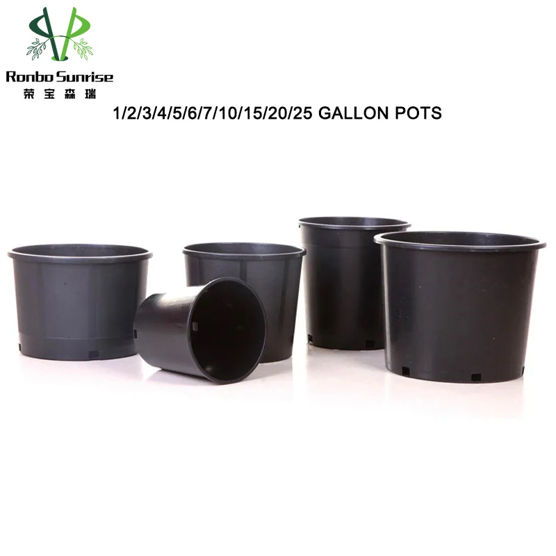 Wholesale High Quality Durable Lightweight Minimalist Design Round Garden Nursery 25 Gallon Plastic Pots