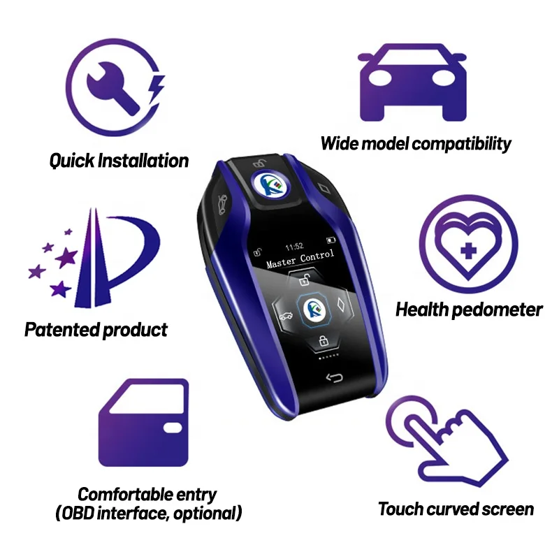 Smart Start App-Controlled Touch Screen LCD Key for Vehicles Compatible with X3 X5 Camry Models