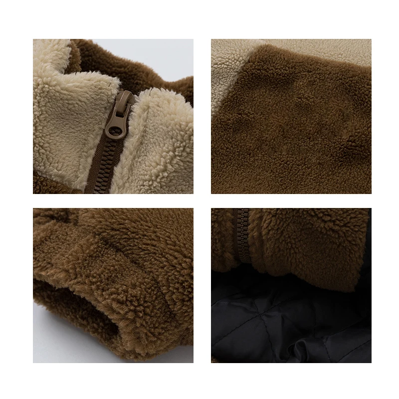 Custom Colorblock Patchwork Stand Collar Baggy Sherpa Fleece Jacket for Winter
