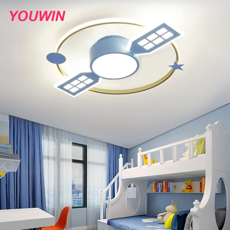 boy bedroom personality blue creative lamp universe LED eye protection lamp satellite cartoon room ceiling lamp