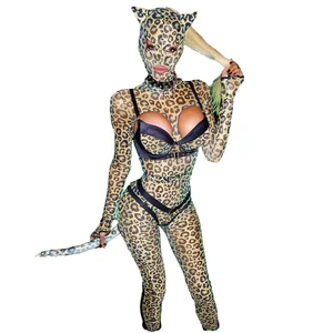 Designer Leopard Print Total Cover Carnival Costume Set Unique Performance Wear