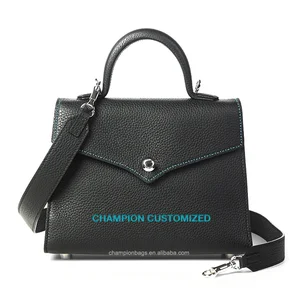 Custom Logo Fashion Pebble Leather Top Handle Flap Satchel City Office Hand Bag Women Handbag Purse