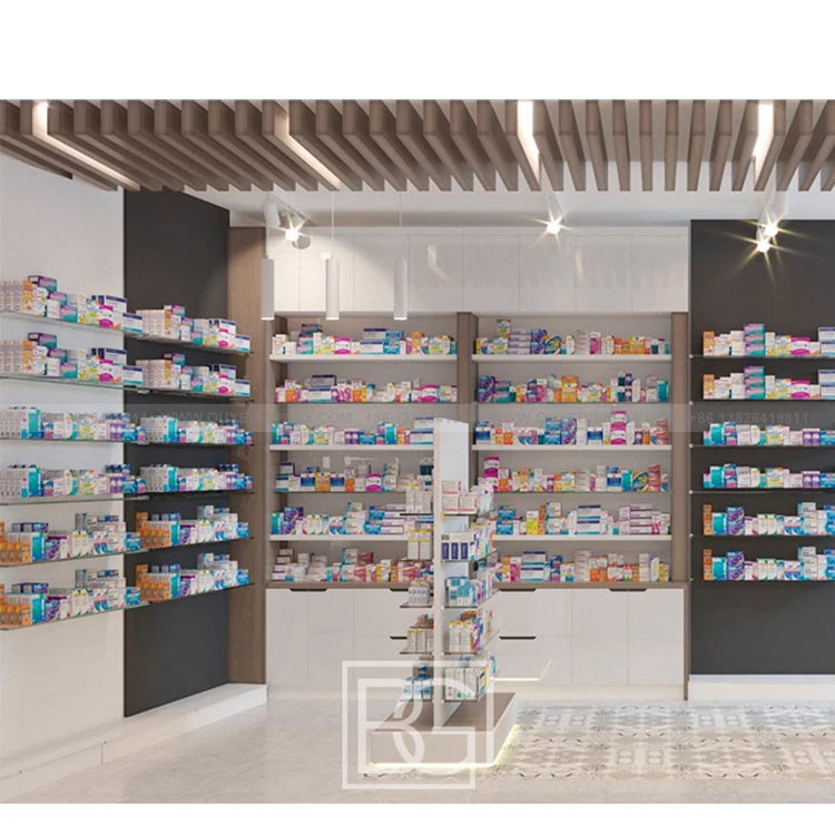 Pharmacy Store Racks Pharmacy Counters Display Cabinet - Benson Custom Shelves